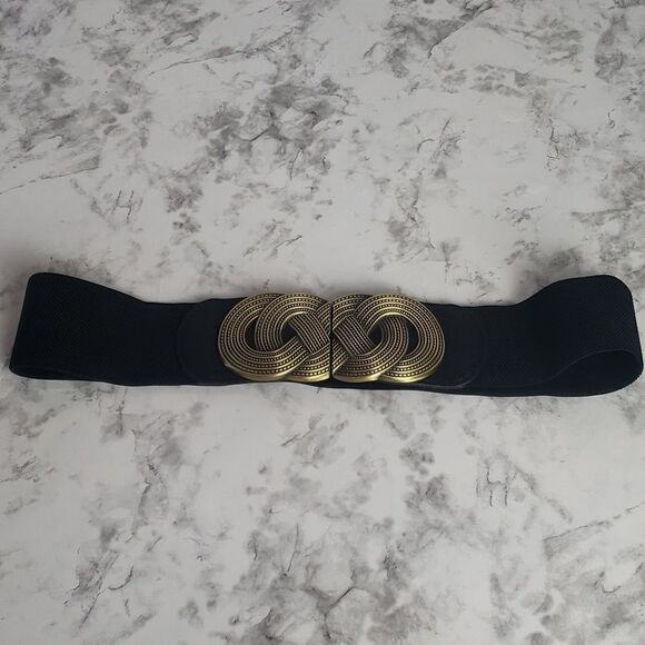Black and Bronze Elastic Waistband Belt - Picture 1 of 3